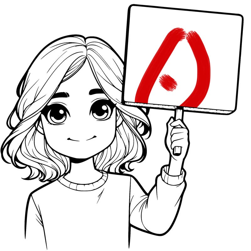 realistic girl holding up a sign