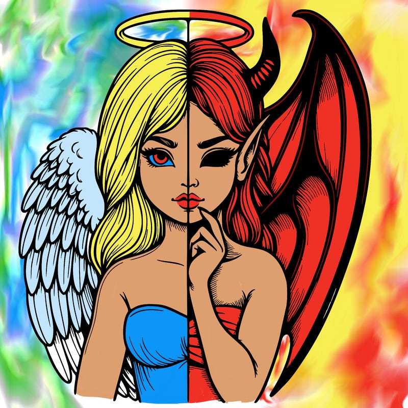 realistic angel half demon