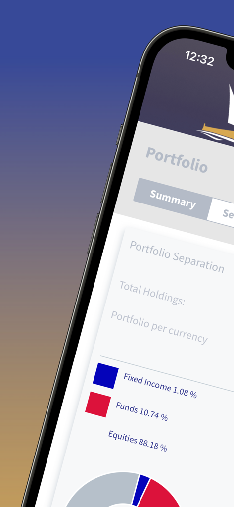 DhowCSD - A screenshot of the DhowCSD app showing a portfolio summary with a breakdown of investments in equities and fixed income