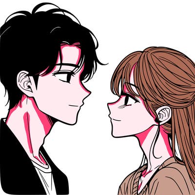 manhwa style two couple looking at each other