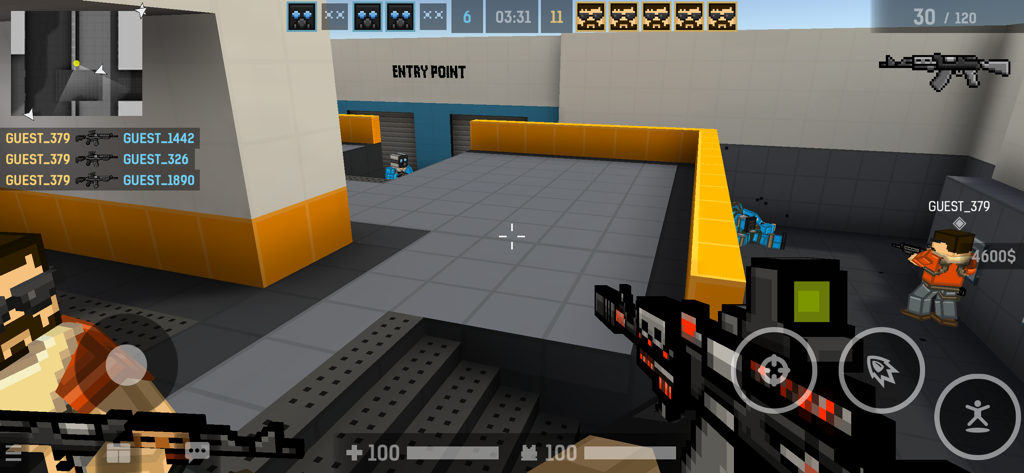 BLOCKPOST MOBILE - Gameplay sparatutto tattico in prima persona con grafica a blocchi in Blockpost Mobile.