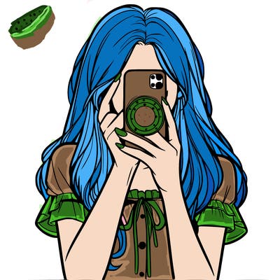 a realistic girl holding her phone taking pictures