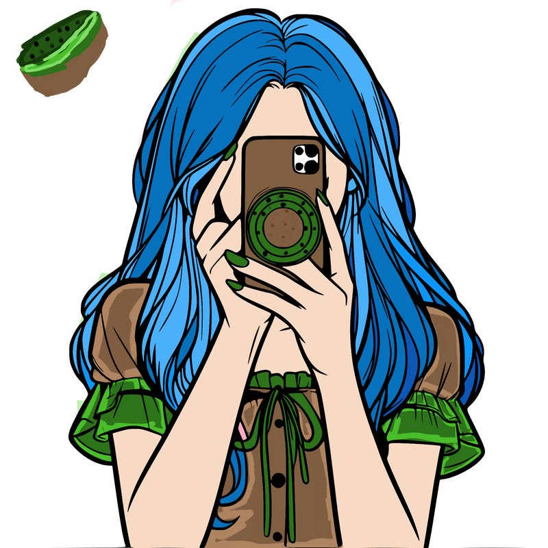 a realistic girl holding her phone taking pictures