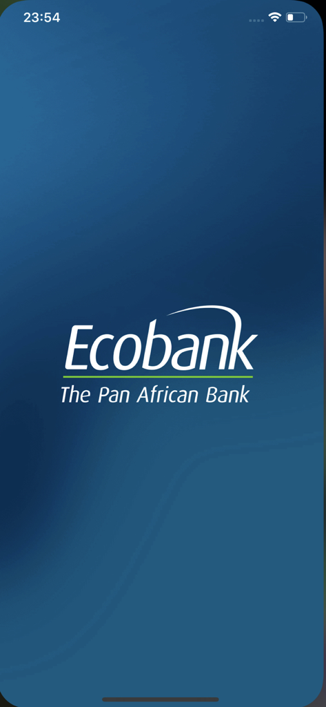 Ecobank Mobile App - Ecobank Mobile App splash screen featuring the company logo and tagline The Pan African Bank