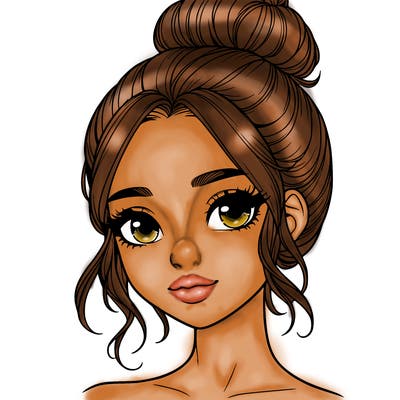 realistic pretty girl with hair in bun
