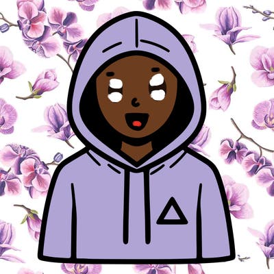 a person with non face waering a hoodie with a small triangle symbol
