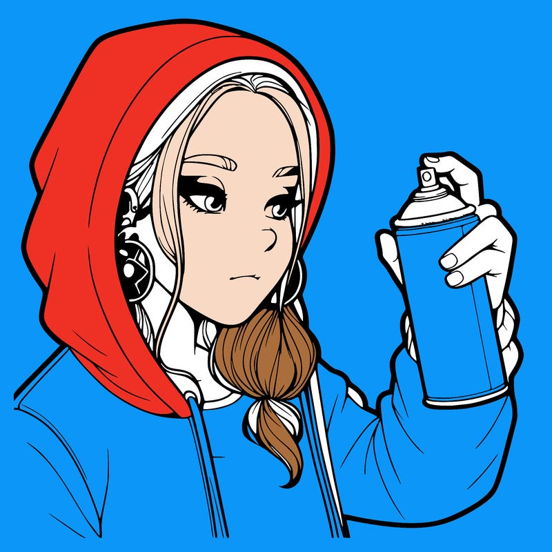 a realistic girl, spray painting