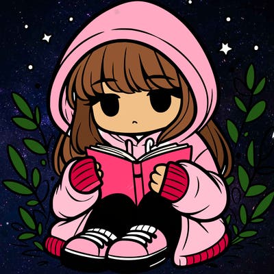 girl in oversized hoodie reading a book