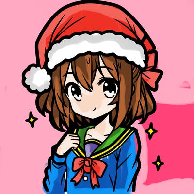 anime girl wearing a santa hat