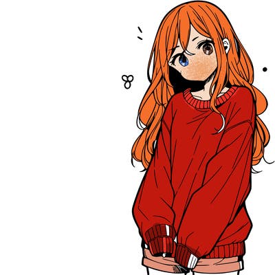 manga teen girl  in a sweater and baggy pants