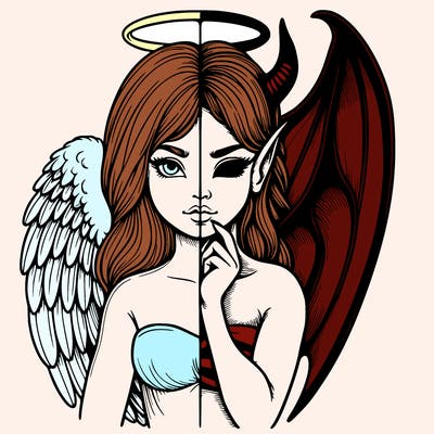 realistic angel half demon