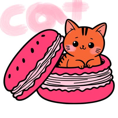 cat in a macaron