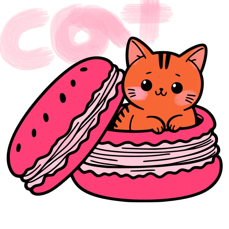 cat in a macaron