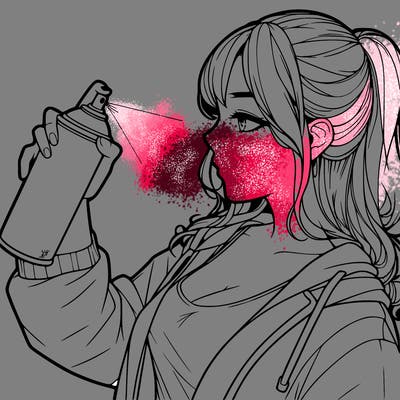 a realistic girl spray, painting