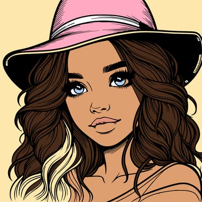 realistic girl with hat