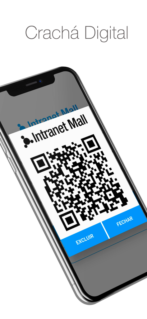 Intranet Mall - A smartphone displaying a digital badge with a QR code within the Intranet Mall app for retail management professionals.