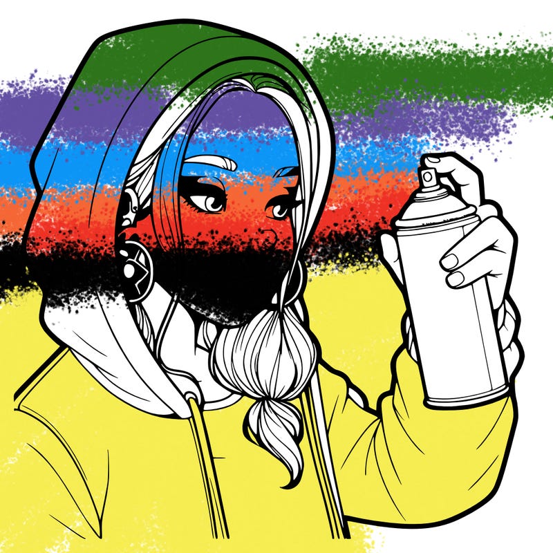 a realistic girl, spray painting