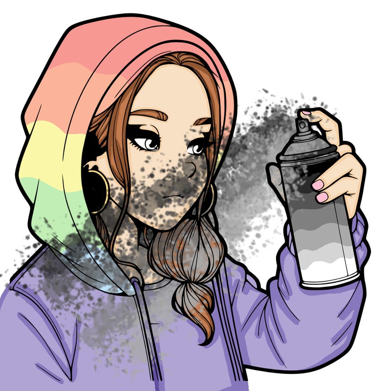 a realistic girl, spray painting