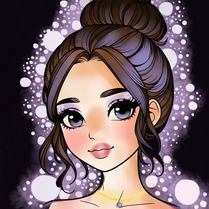 realistic pretty girl with hair in bun
