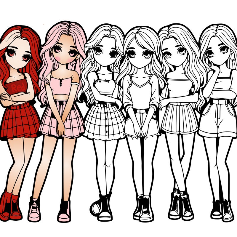 a group of girls realistic