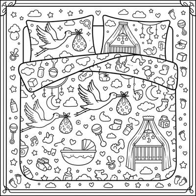 Welcome the pitter-patter of tiny feet with this heartwarming baby shower duvet covers coloring page. It's a perfect way to celebrate upcoming arrivals and find a moment of creative relaxation.