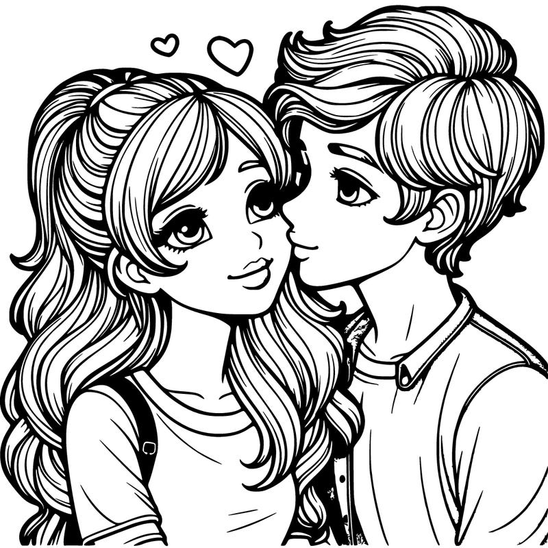 realistic girl and a boy in love