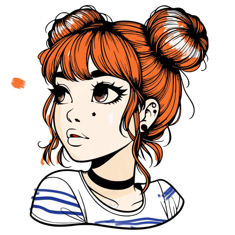realistic girl with spacebuns