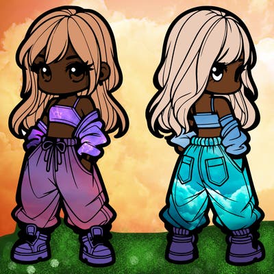 girl in crop top and baggy pants