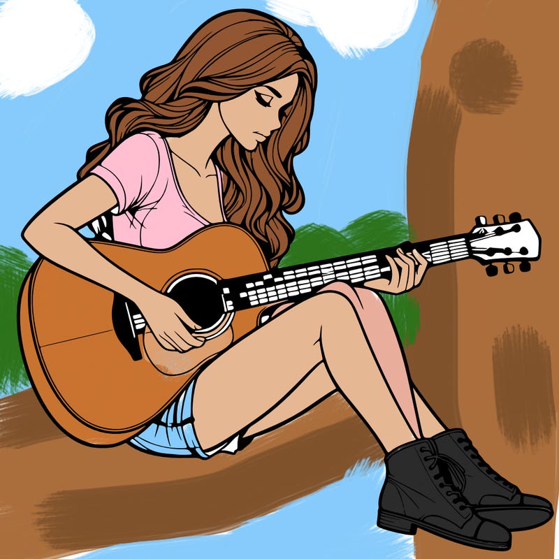 realistic woman play guitar