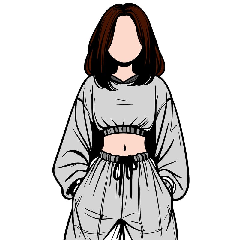 realistic girl faceless with baggy pants and a crop top