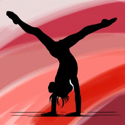 realistic gymnastic hand stand girl in four splits