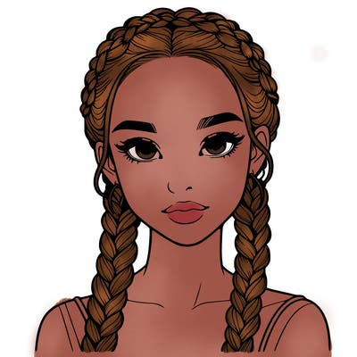 realistic girl with braids