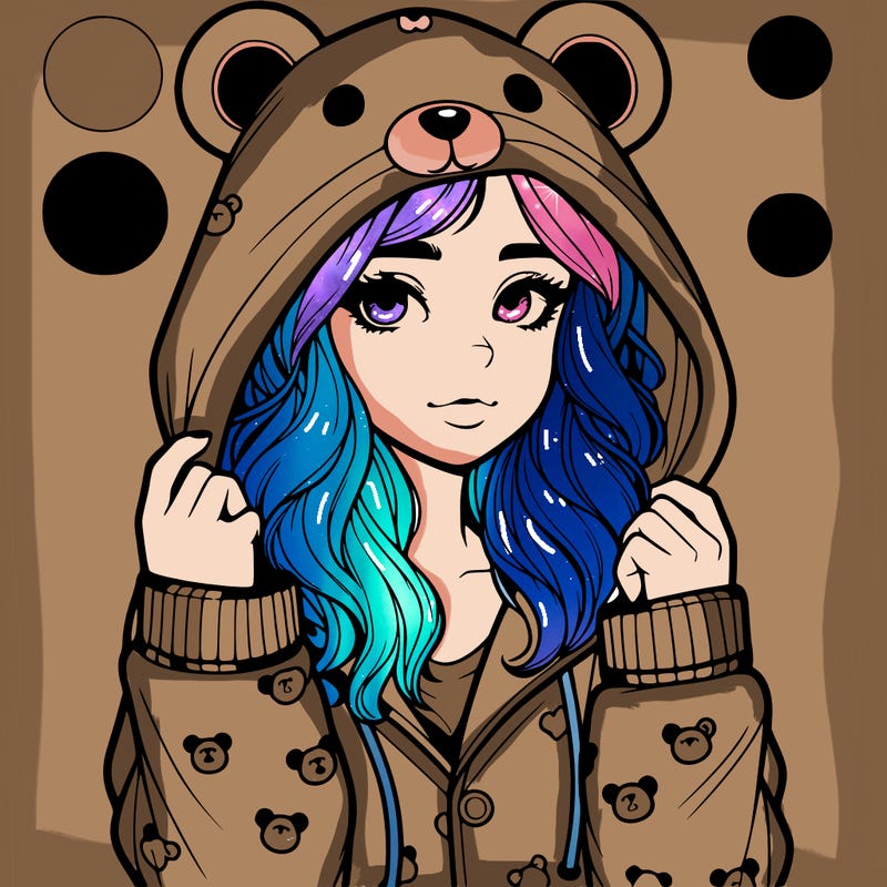 realistic girl in a animal pjs hoodie
