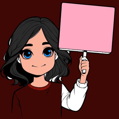 realistic girl holding up a sign