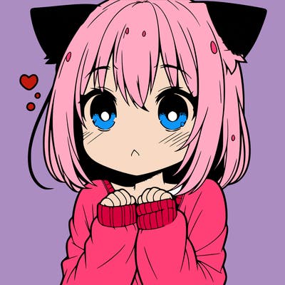 shy anime catgirl