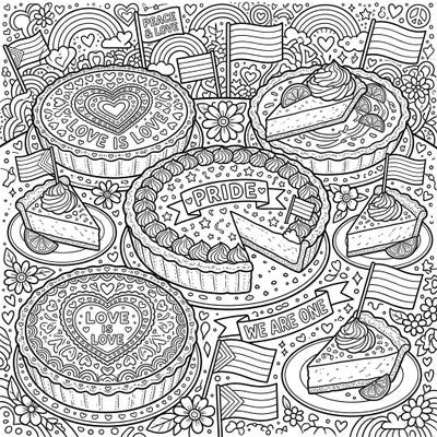 Dive into a vibrant celebration with our Key Lime Pie Pride coloring page, blending delicious desserts with heartfelt symbols of love and community. This intricate design invites you to express your creativity and joy for Pride Month.