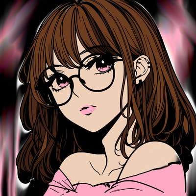 manga woman character with glasses and nice lips