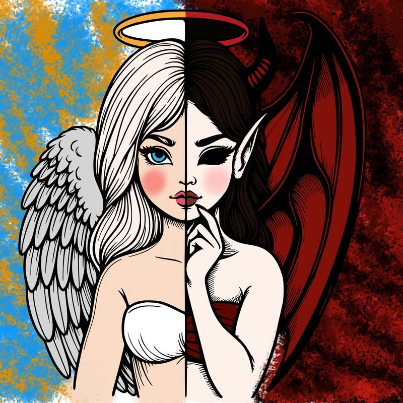 realistic angel half demon