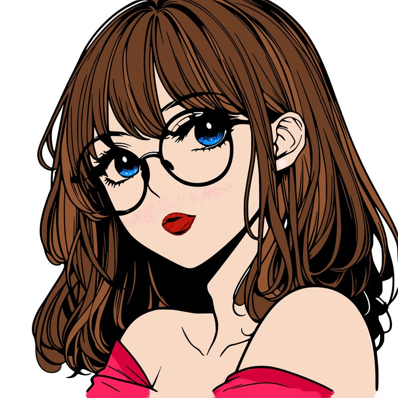manga woman character with glasses and nice lips