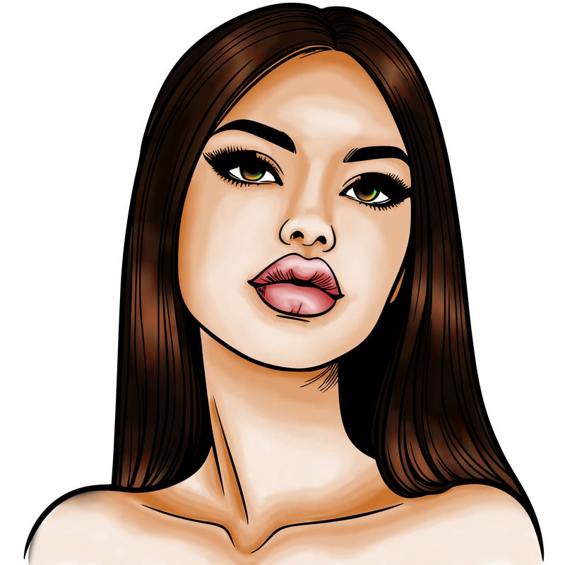 realistic woman with full lips