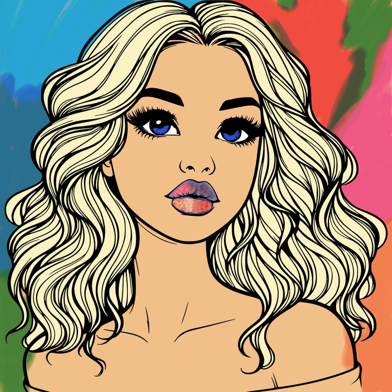 realistic girl with wavy hair and lips