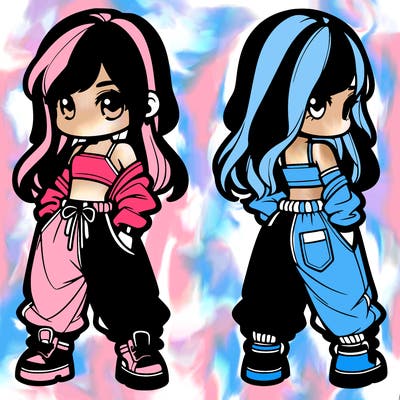 girl in crop top and baggy pants