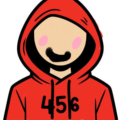 a person with non face waering a hoodie with a 456 symbol