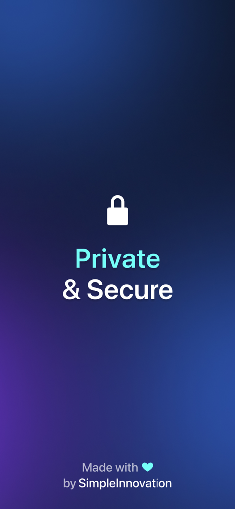 AI Transcribe: Voice to Text ⋆ - A splash screen from the AI Transcribe app with a padlock icon highlighting its private and secure data handling.