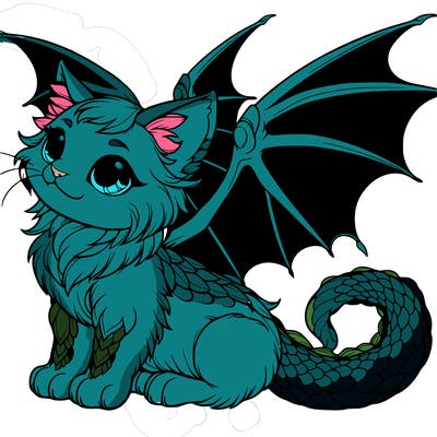 a realistic cat with dragon wings