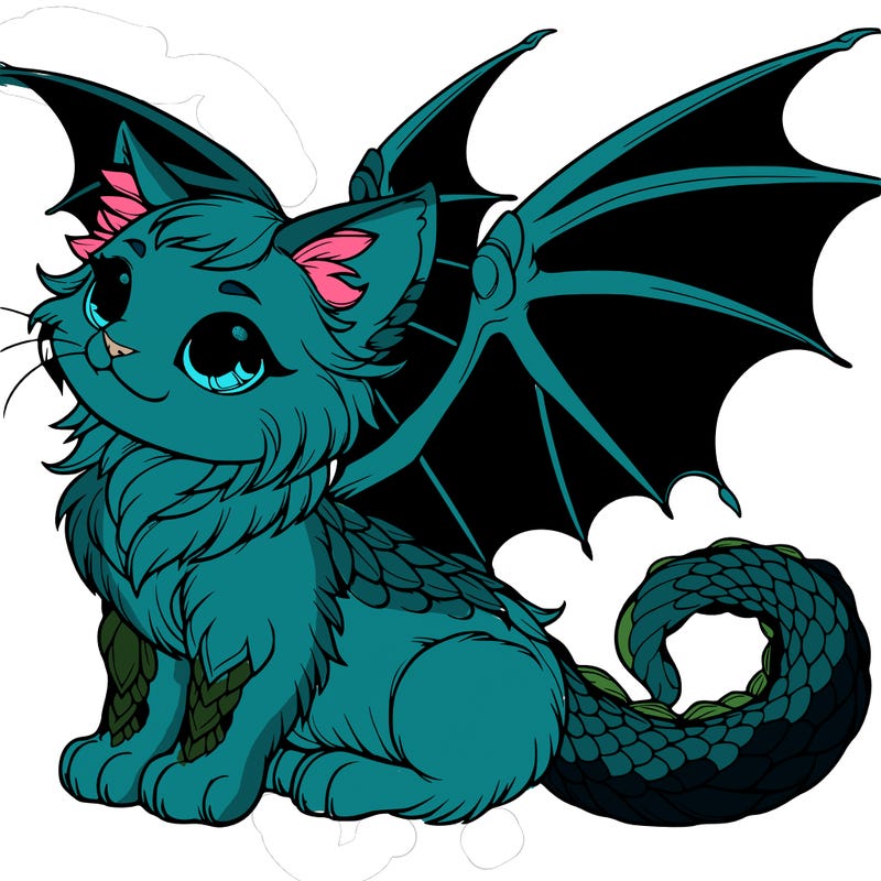 a realistic cat with dragon wings