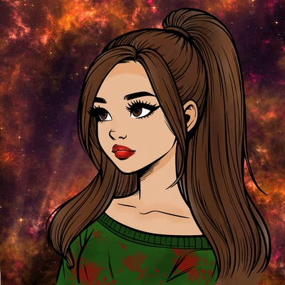 realistic girl with a high ponytail