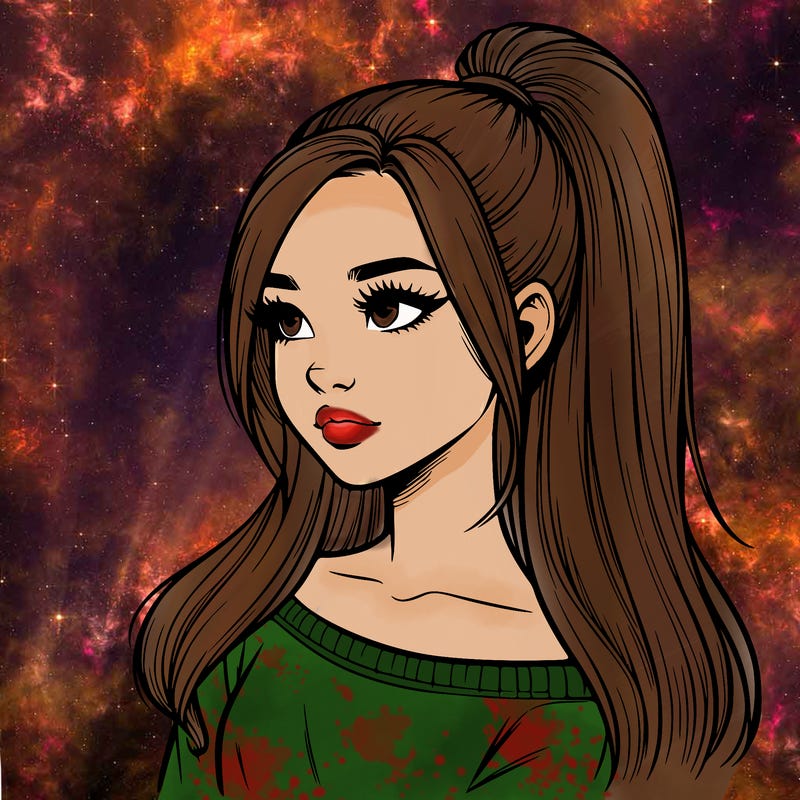 realistic girl with a high ponytail