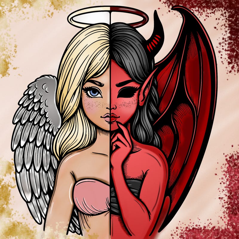 realistic angel half demon