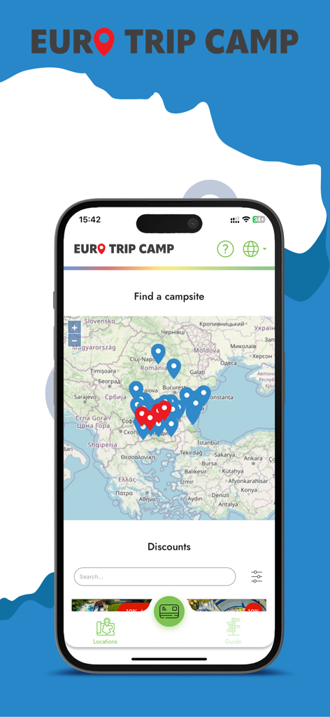 Euro Trip Camp - 東南ヨーロッパのキャンプ場のインタラクティブマップを表示するユーロトリップキャンプモバイルアプリ